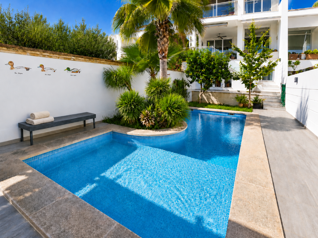 Ref 1997; Moderna casa adosada con piscina, vistas al mar y garaje en venta en El Terreno