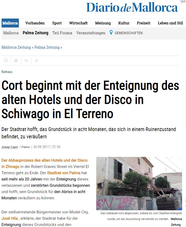 Cort begynder med ekspropriationen af det gamle hotel og diskotek i Zhivago i El Terreno